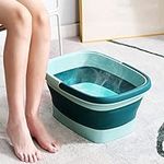 Foot soak tub foldable footbath, footbath with foot massager to help sleep, foot spa,foot soaking tub soothe and relax tired feet,pedicure foot spa suitable for home spa pedicure. (Blue) (Green)