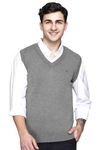 GODFREY Men's Cotton V-Neck Sweater (GFA71346880M_M.Grey_XXL_Medium Grey_2XL)