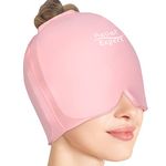 Relief Expert Headache Relief Hat for Migraine Ice Hat, Migraine Ice Head Wrap with Cold Therapy Migraine Relief Cap for Puffy Eyes, Tension, Sinus & Stress Relief (Pink)