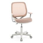 Giantex Kids Desk Chair, Children Armrest Computer Chair with Sit-Lock Wheels, Ergonomic Kids Office Chair with Waterfall Seat, Rolling Swivel Mesh Study Desk Chair for Girls Boys (Pink)