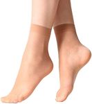 MANZI 12 Pairs Women's Ankle High Sheer Socks, 12 Pairs Natural