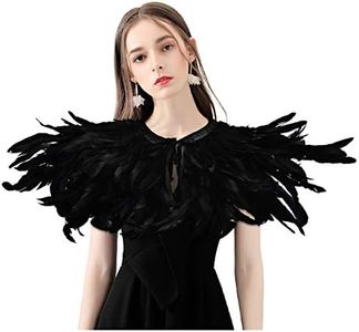 HOMELEX Black Witch Feather Collar Crow Shawl Costume Halloween Swan Wings Accessories Cape for Women