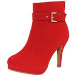 TOP Moda Women's Elvin Platform Bootie Ankle Boot, Red Nu, 10