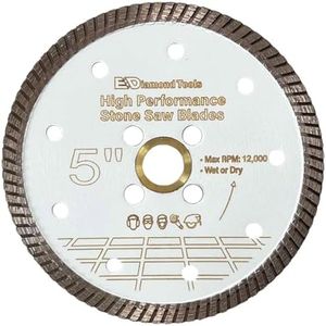 5" High Performance Diamond Saw Blades for Granite, Quartz, and Other Engineered Stones, Wet or Dry, 7/8"-5/8" Arbor