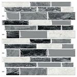 DEWOO Peel and Stick Tiles,Self Adhesive Wall Tiles,Splashback Marble Tiles for Kitchen, 10-Sheet (12"x 12")