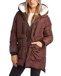 Steve Madden Women’s Winter Coat – Mid-Length Quilted Puffer Parka Coat with Cargo Pockets and Sherpa Lined Hood (S-XL), Size Medium, Brown
