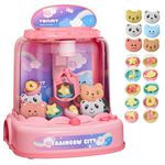 DOLIVE Mini Claw Machine for Kids，Electronic Dispenser Arcade Game Toys,Kids Vending Pink Machines with 6 Dolls 10 Capsule Toys, Grabber Plush,Adjustable Sounds and Music, Gifts for Girls