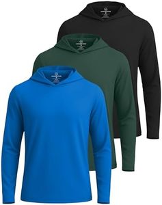 3 Pack: Men’s Quick Dry Fit Moisture Wicking Long Sleeve Fishing Active Athletic Hoodie Performance Hooded TShirt Workout Running Gym Sports Casual Sweatshirt UPF 50 Outdoor Hiking-Set 4, Small