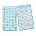 Round Ice Cube Tray With Lid, Sphere Ice Cube Mold for Freezer, Ice Ball Maker, Reusable Ice Trays for Freezer Water Whiskey Cocktail and Other Drink (Blue)