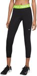 Nike Pro 365 Women's Mid-Rise Crop Leggings, Black/Volt/White, Small