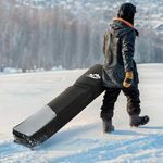LEDKINGDOMUS Rolling Ski Bag for Air Travel, Snowboard Bag with Wheels, 900D All-Round Padded Protection, 195CM Wheeled Double Ski Bag, for Snowboard, Skis, Boots, Helmet, Ski Gear