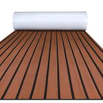 FOCEAN Boat Flooring EVA Foam Boat Decking Faux Teak Marine Flooring Boat Mat Boat Carpet Sheet for Motorboat RV Yacht Kayak Surfboard, 94.5''x 15.7'', Dark Brown+Black Lines