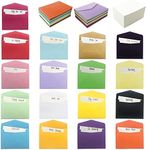 VANRA Small Blank Cards with Colorful Envelopes, White Note Cards Mini Envelopes Set, 17 Assorted Colored Envelopes for Gift Card, Cardstock, Index Cards, Business Card