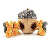 MODERN WAVE - Interactive Squeaky Plush Hide and Seek Squirrel Type Puzzle Toy for Dogs, Medium Size (Nut and Squirrels)