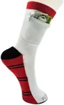 Flippysox Zipper Sock Wallet - Cotton & Polyester Zipper Socks with Pockets - Fits shoe size 6-13 (Striped Red Black)