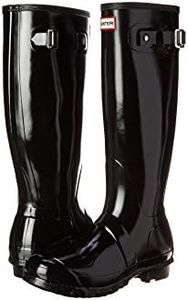 HUNTER Women's Original Tall Gloss Rain Boot, Black, 10