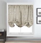 Thermal Blackout Tie-up Blind Metallic Sparkle Curtain Bling Panel (Beige, Width 55" x Drop 60")