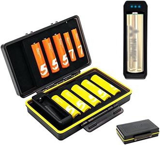 JJC 10 Slots Battery Storage Case Holder Organizer Container with Battery Tester Functions for 8pcs AA Batteries + 2pcs AAA Batteries, Water-Resistant Protector