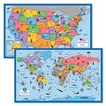 2 Pack - World & USA Map for Kids [
