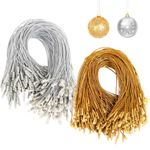 FEBSNOW 500Pcs Christmas Ornament Hangers,Ornament String with Snap for Christmas Tree Decoration Easy Locking Ornament Hooks for Xmas Holiday Wedding Party Hanging Decor Gold, Silver