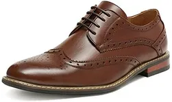 Bruno Moda Italy Prince Men's Classic Modern Oxford Wingtip Lace Dress Shoes,PRINCEWIDE-3-DARK-BROWN,6.5 D(W) US