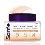 Sanfe Body Lightening Oil With Kojic Acid & Kesar Extarct | Instant Glow & Multivitamin Enriched For Even Tone Skin | Lightweight Moisturizing Body Oil | 24 Hrs Long-Lasting Radiance - 200ml