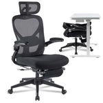 FLEXISPOT Foldex Ergonomic Office Chair, Folding Office Chair for Small Spaces with Lumbar Support, Flip-up Armrests, 3D Headrest, Desk Chairs with Footrest for Work,Video Game (Foam Seat, Black)