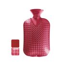 Fashy Classic Single-Ribbed Hot Water Bottle-Cranberry 2L Water Bottle