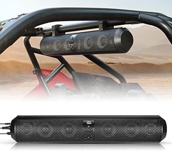 kemimoto UTV Soundbar SXS Sound Bar X3 Speaker- 28 Inches Wide, IPX5 Waterproof, Bluetooth Compatible, Amplified, USB, AUX Input, 4X Speakers, 2X Tweeters Adapt to 1.56"-2.25" Roll Bar