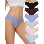 Culture Flossy® Women's Sexy Underwear Ice Silk Bikini Multicolored Panties Silky Comfy Yoga Panties (S, Multicolored - 6pcs)