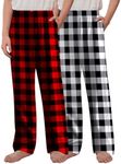 Arshiner Boys Pajama Pants 2 Pack Soft Plaid Sleepwear Kids Lounge PJ Bottoms with Pockets 12-13 Years