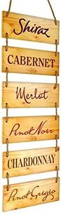 EXCELLO GLOBAL PRODUCTS Large Hanging Wall Sign: Rustic Wooden Decor (Shiraz, Cabernet, Merlot, Pinot Noir, Chardonnay, Pinot Grigio) Hanging Wood Wall Decoration (11.75" x 32")