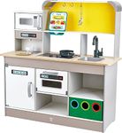 Hape E3177 47033233 Deluxe Play Kitchen with Microwave, Coffee Maker, Fridge, Oven, Cooker incl. Fun Frying pan with Lots of Accessories, for 3 Years and up, Multi-Coloured