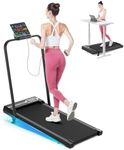 Dskeuzeew Walking Pad treadmill 7% Incline Foldable with Handle Bar, 8KM/H Folding Running Machine Portable Under Desk for Home Office, Compact Mini for Small Spaces, Safety Lock, Remote Control