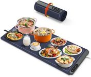 Electric Warming Tray - 3 Modes &Full Surface Heating,Rollable & Portable,Premium Silicone Nano-Material,Auto Shut-Off -Versatile Food Warmer for Gatherings,Parties (XXL 36"x16" Blue)