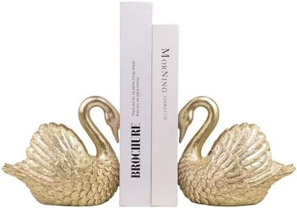 Kakizzy Swan Decorative Bookends,Resin Book Ends for Shelves,Unique Gold Book Holders,Heavy Duty Swan Decor for Home Office Desk Bookshelf,Set of 2,Gifts for Anniversary