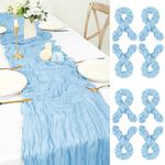 8 Pcs Light Blue Cheesecloth Table Runner 20"x120", 10FT Gauze Table Runner Boho for Wedding Reception Sheer Bridal Baby Shower Party Banquet Dining Rustic Table Decoration Tablecloth (55x300cm)