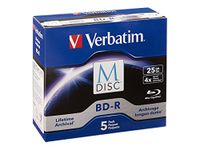 Verbatim M-Disc BD-R 25GB 4X with Branded Surface - 5pk Jewel Case - 98900