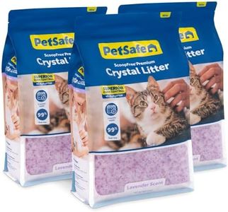 PetSafe ScoopFree Premium Crystal Cat Litter (3 Pack of 8 Lb Bags) Lightly Scented Kitty Litter, Best Litter with Odor-Trapping Crystals, Superior Odor Control, 99% Dustless Formula, Lavender Scent