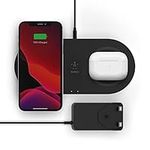 Belkin Dual Wireless Charger (Dual Wireless Charging Pad 15W) Fast Charge 2 Devices at Once, Including iPhone, AirPods, Galaxy, Pixel, more - Black