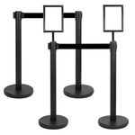 Carivia Stanchion Queue Post Barriers,4 Set Crowd Control Barriers Poles and Ropes with 2pcs Stanchion Post Top Sign Frame Holder,36 inch Queue Safety Stanchions Line Dividers