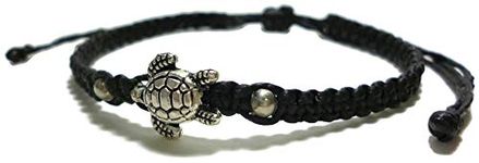 Moose546 Sea Turtle Pendant Lucky Braided Bracelets with a Sliding Knot Adjustable Cotton Cord Bracelets FC-039