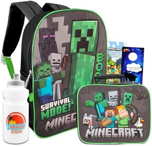 Minecraft Backpack and Lunch Box for Kids - Minecraft School Supplies Bundle with Minecraft Backpack, Lunch Bag, Water Bottle, Decal, Backpack Clip, and More (Minecraft School Bag), Minecraft Backpack, Minecraft travel set, Travel Backpacks