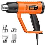 Heat Gun, SEEKONE 2000W Professional Heavy Duty Hot Air Gun Kit 400℃ & 600℃ Dual-Temperature Settings with Flame Retardant Protective Cover, 4 Nozzles for Crafts, Shrinking PVC, Stripping Paint