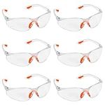 Kurtzy 6 Pack of Wrap Around Safety Glasses with Clear Lenses and Rubber Nose and Ear Grips for a Safe Fit - Personal Protective Equipment with Scratch Resistant Eyewear Lenses - PPE Safety Goggles