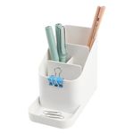 BLUE GINKGO Small Desk Organizer - Office Organization | Desk Supplies, Pencil Holder, Pen Holder for Desk | Office Desk Accessories (Made in Korea) - White