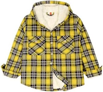 ZENTHACE Boys Girls Winter Warm Sherpa Lined Sweatshirt Fleece Jacket Plaid Flannel Hoodie Shacket Coat AutumnG M Size7-8