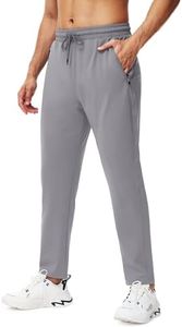 URBEST Men's Stretch Golf Pants with Zipper Pockets Slim Fit Athletic Sweatpants for Men Workout Travel Running Light Grey 3XL