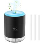 Rechargeable Mini Humidifier, Colorful Cool Mist Humidifier with 7 Color Light, Small Personal Desktop Humidifier for Baby Bedroom, Office, Nursery, Travel with Auto Shut-Off, Super Quiet (Black)