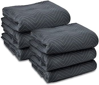 Sure-Max 6 Moving & Packing Blankets - Ultra Thick Pro - 72" x 40" - Professional Quilted Shipping Furniture Pads Black